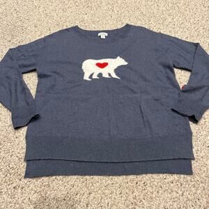 Sundance Mighty Polar Bear Sweater Sz S Blue Wool Blend Casual Preppy Novelty